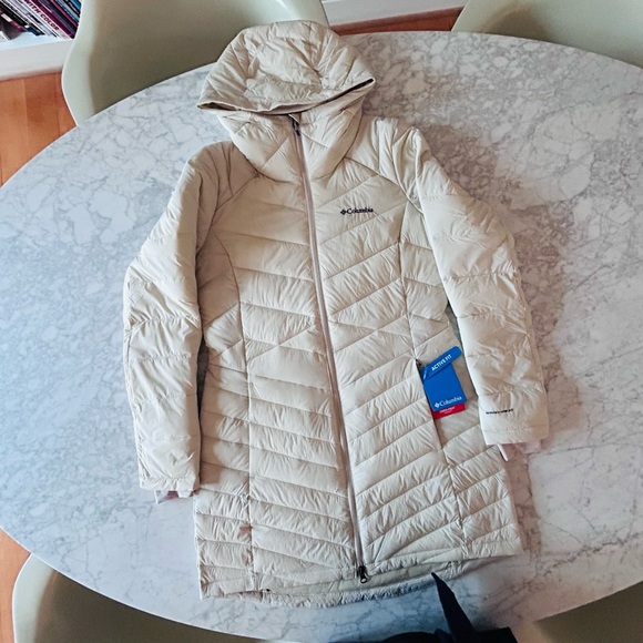 Columbia Women's Joy Peak ll Mid Cream Hooded Puffer Jacket in Medium NWT - Picture 13 of 16